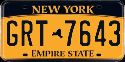 NY license plate GRT7643