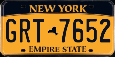 NY license plate GRT7652