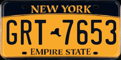 NY license plate GRT7653