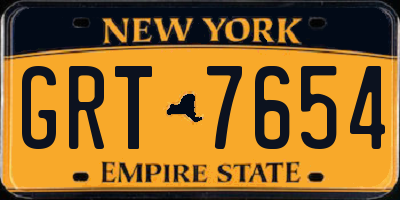 NY license plate GRT7654