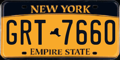 NY license plate GRT7660