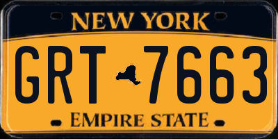 NY license plate GRT7663
