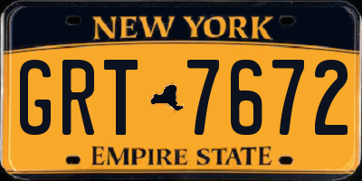 NY license plate GRT7672