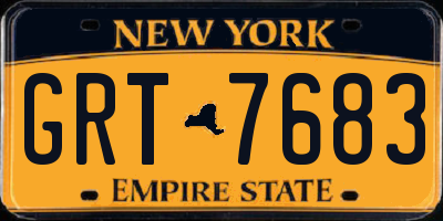 NY license plate GRT7683
