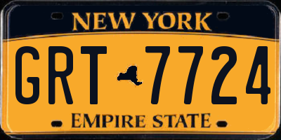 NY license plate GRT7724