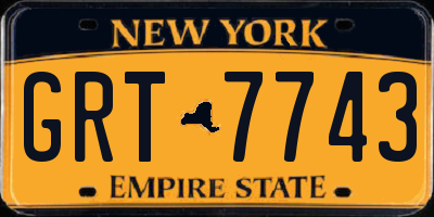 NY license plate GRT7743