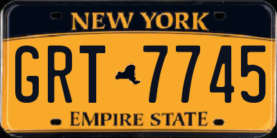NY license plate GRT7745