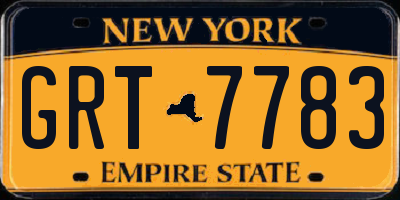 NY license plate GRT7783