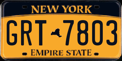 NY license plate GRT7803