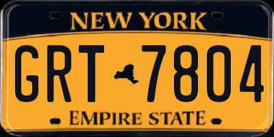 NY license plate GRT7804