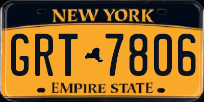 NY license plate GRT7806