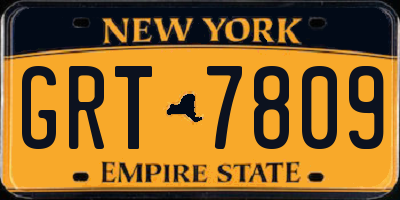 NY license plate GRT7809