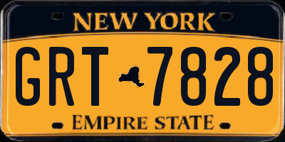NY license plate GRT7828