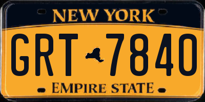 NY license plate GRT7840