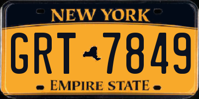 NY license plate GRT7849