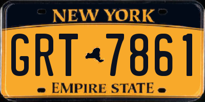 NY license plate GRT7861