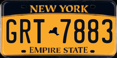 NY license plate GRT7883