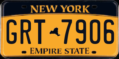 NY license plate GRT7906