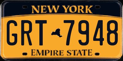 NY license plate GRT7948