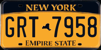 NY license plate GRT7958