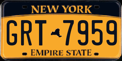 NY license plate GRT7959