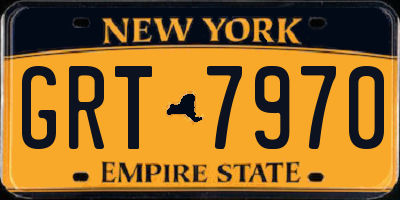 NY license plate GRT7970