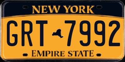 NY license plate GRT7992