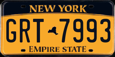 NY license plate GRT7993