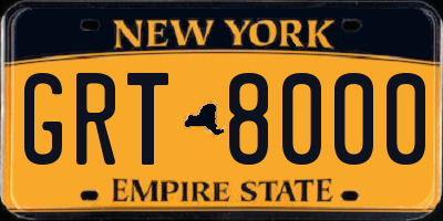 NY license plate GRT8000