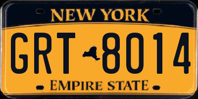 NY license plate GRT8014