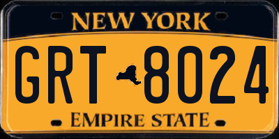 NY license plate GRT8024