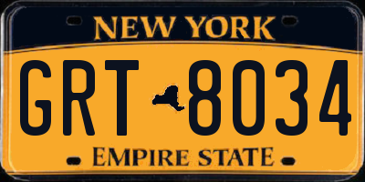 NY license plate GRT8034