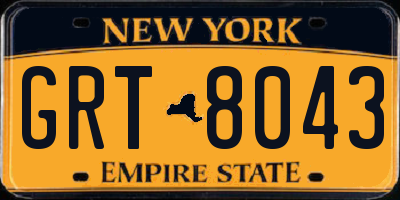NY license plate GRT8043
