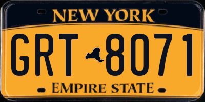 NY license plate GRT8071