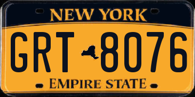 NY license plate GRT8076