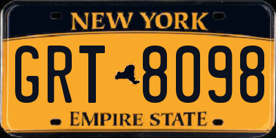 NY license plate GRT8098