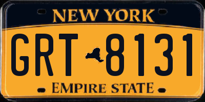 NY license plate GRT8131