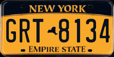 NY license plate GRT8134