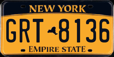 NY license plate GRT8136