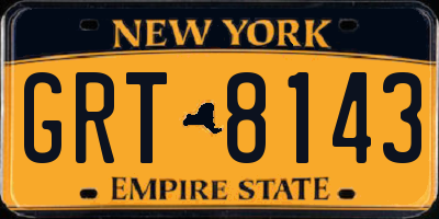 NY license plate GRT8143