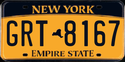 NY license plate GRT8167