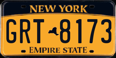 NY license plate GRT8173