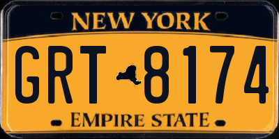 NY license plate GRT8174