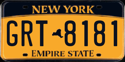 NY license plate GRT8181