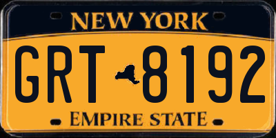 NY license plate GRT8192