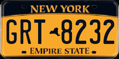 NY license plate GRT8232