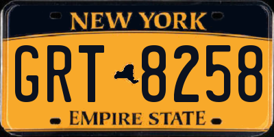 NY license plate GRT8258