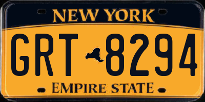 NY license plate GRT8294