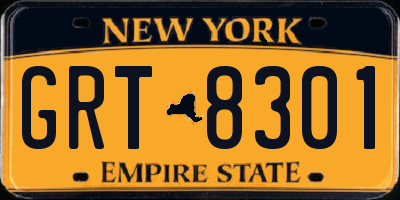 NY license plate GRT8301