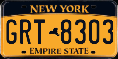 NY license plate GRT8303